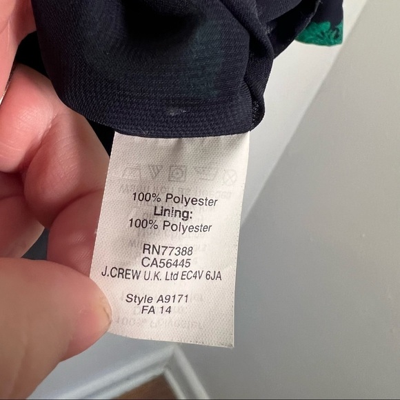 J. Crew Factory Beanstalk Ruffle Collar Blouse Navy Green - Picture 9 of 10